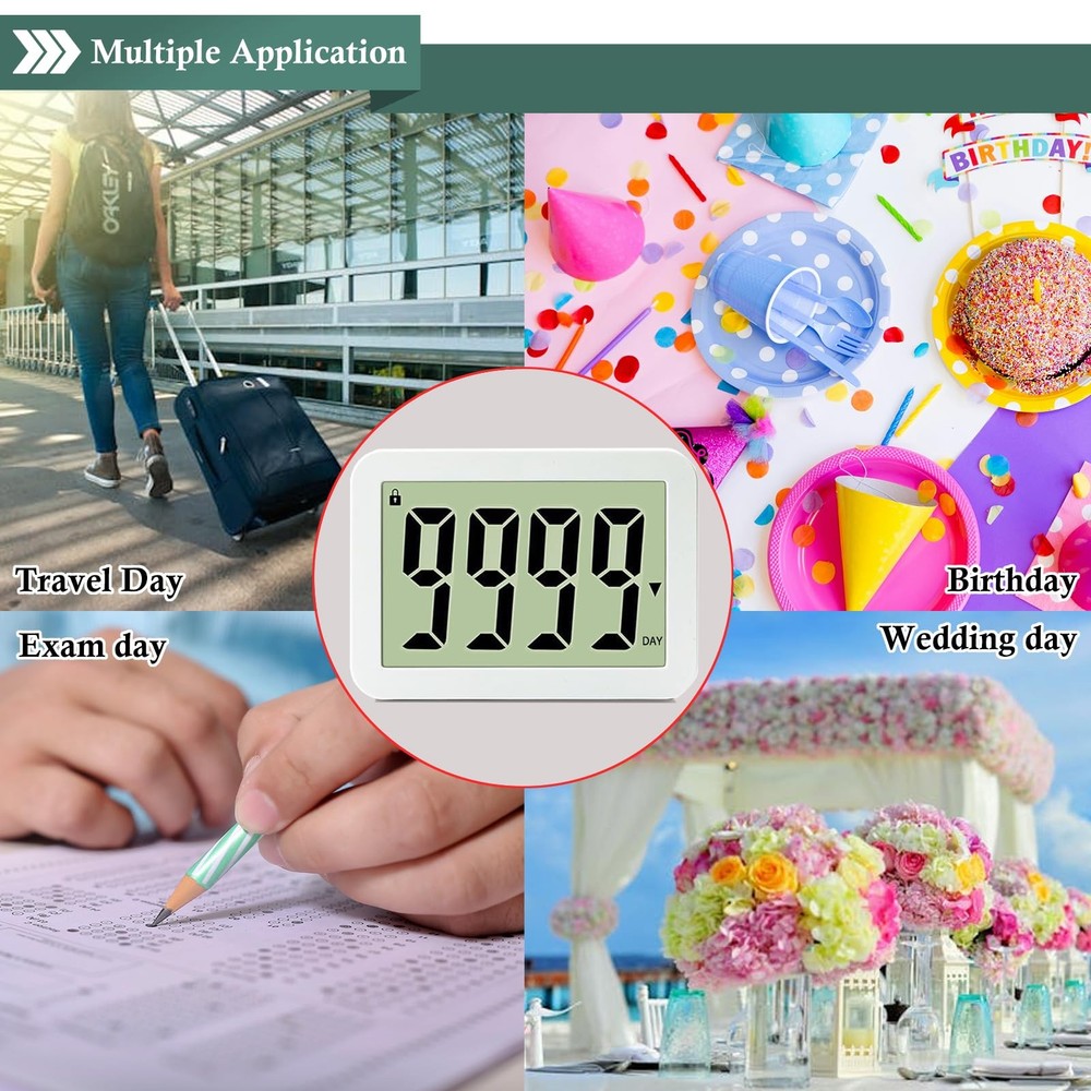 Digital Countdown Days Timer 9999-Days Electronic Timer for Vacation Retireme...