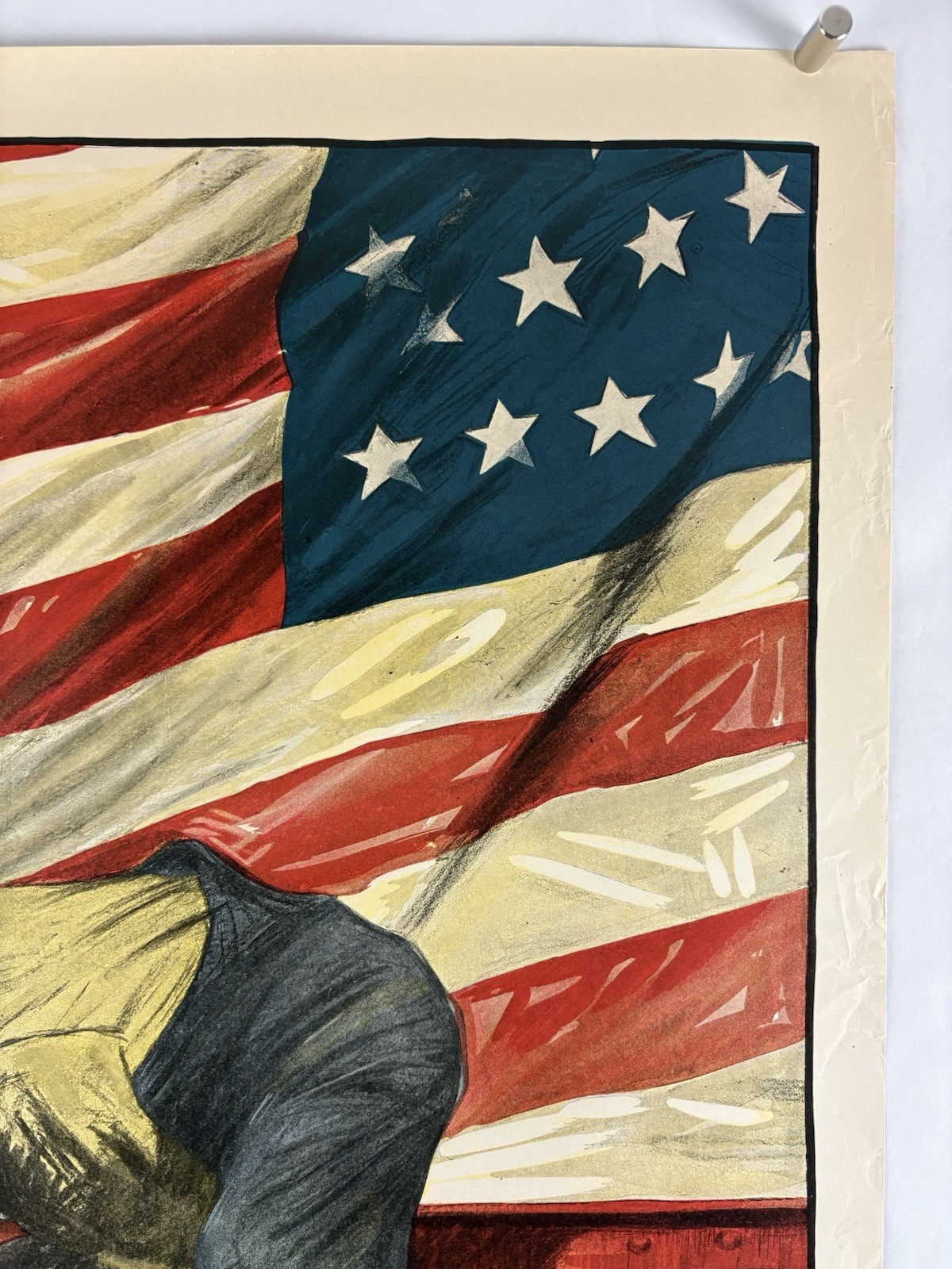 TEAMWORK WINS World War I Bond Poster (VeryGood) 1918 26 1/4”x41” WW1 Ships 001