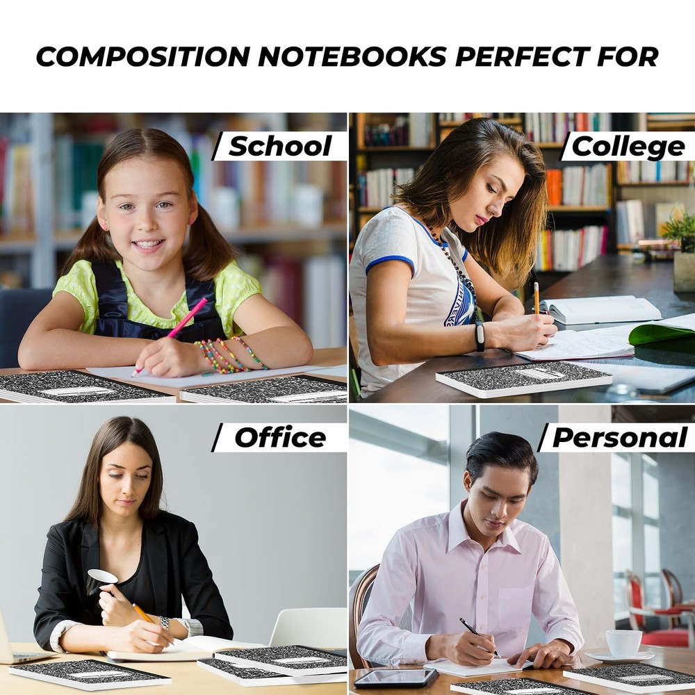 Rosmonde 12 Pack Graph Paper Composition Notebook, 200 Pages (100 Sheets), 4x...