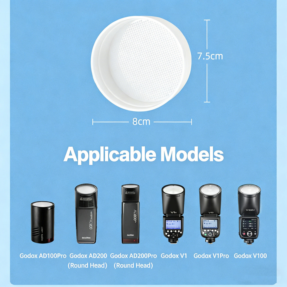 White Flash Diffuser Soft Light Box for Godox V1 AD100Pro AD200 AD200Pro Round