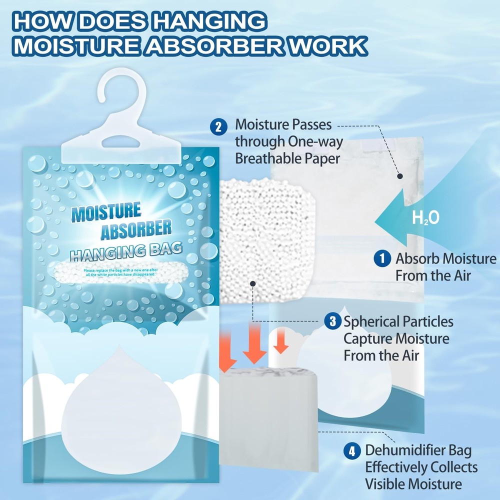 Moisture Absorbers Packets - 5 Pack Hanging Moisture Absorbers Dehumidifier B...