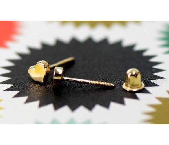 14K Solid White Yellow Gold Heart Shape Stud Earrings