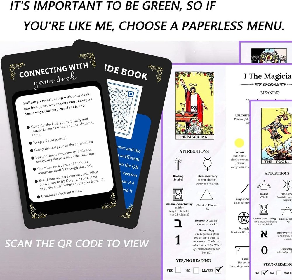 Classic Tarot Cards for Beginners - 78 Card Set, Learning Deck Black