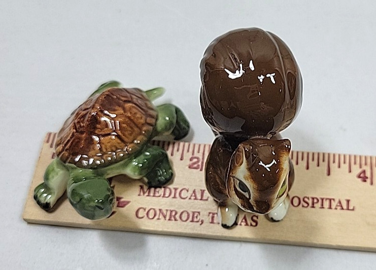 VTG Miniature Turtle & Squirrel Ceramic Decor Glazed Mini
