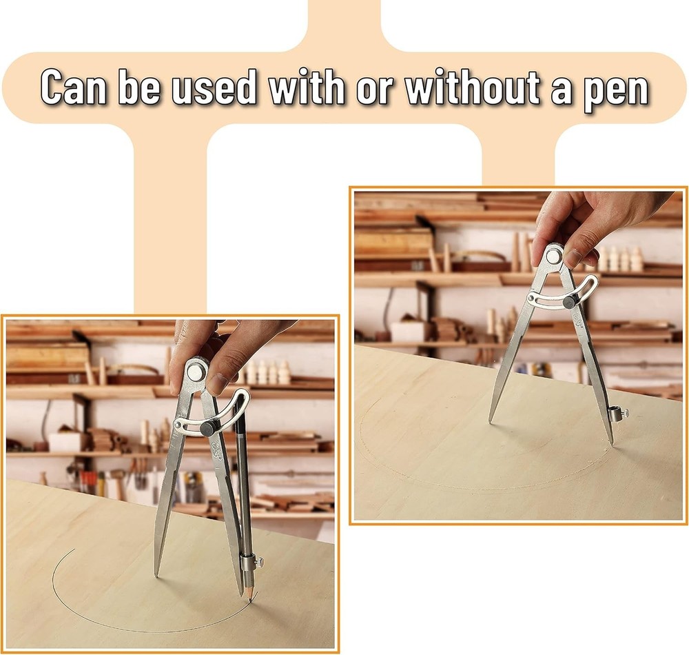- Professional Compass for Woodworking, Large Compass for Geometry, Compass Draw