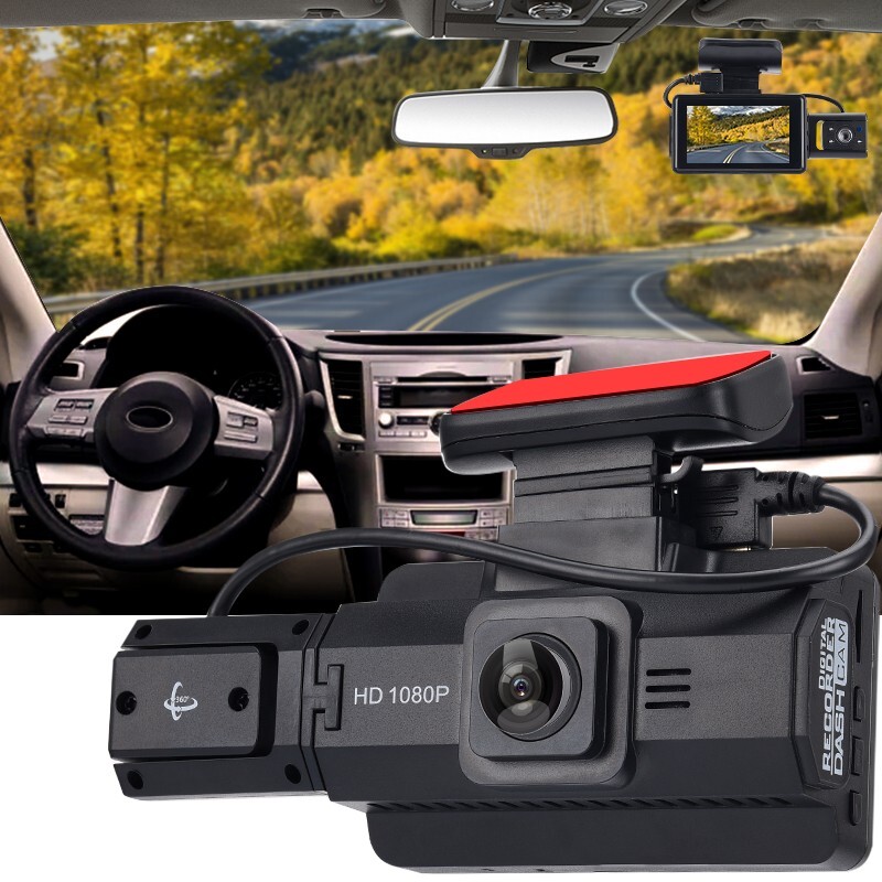 Car Dash Cam Night Vision Video Recorder Loop Recording Front And Inside Camera