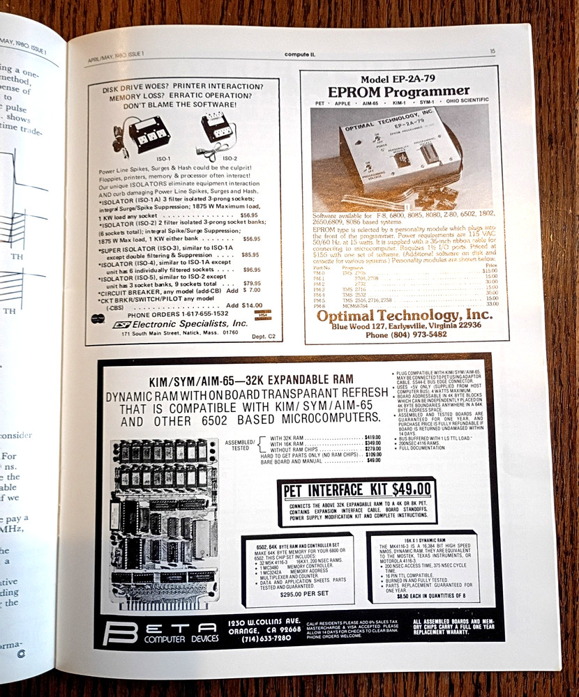 Compute II. Magazine 1980, Issues #1 and #2, 8 Bit Single Board Computers