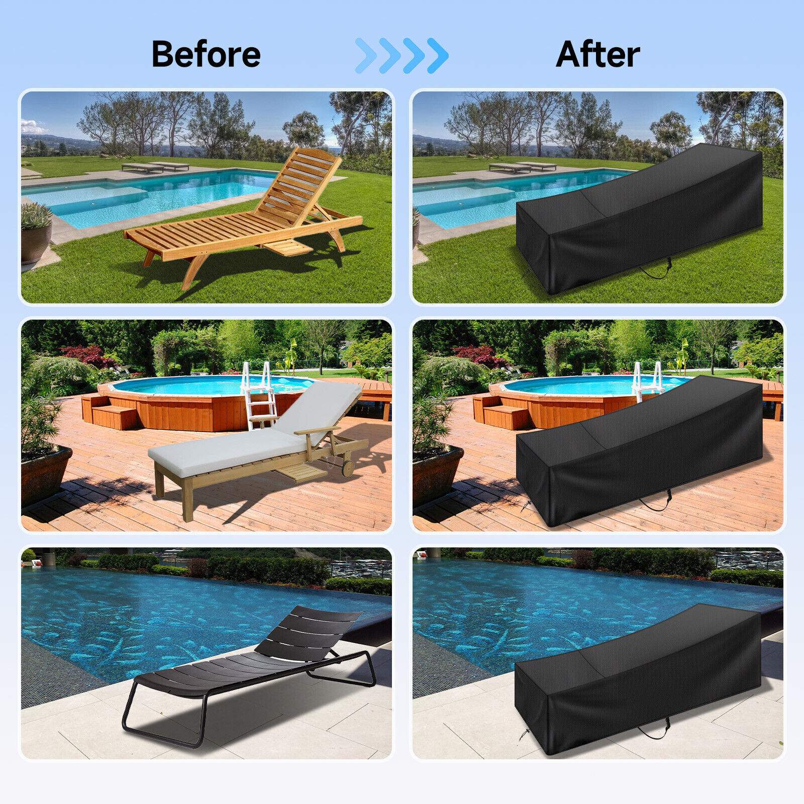 Patio Chaise Lounge Cover Waterproof Heavy Duty Outdoor Furniture Chair Cover US