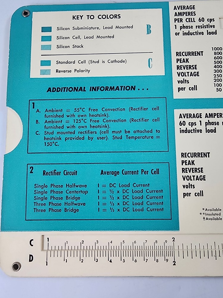 1960s General Electric GE Rectifier Selection Slide Chart