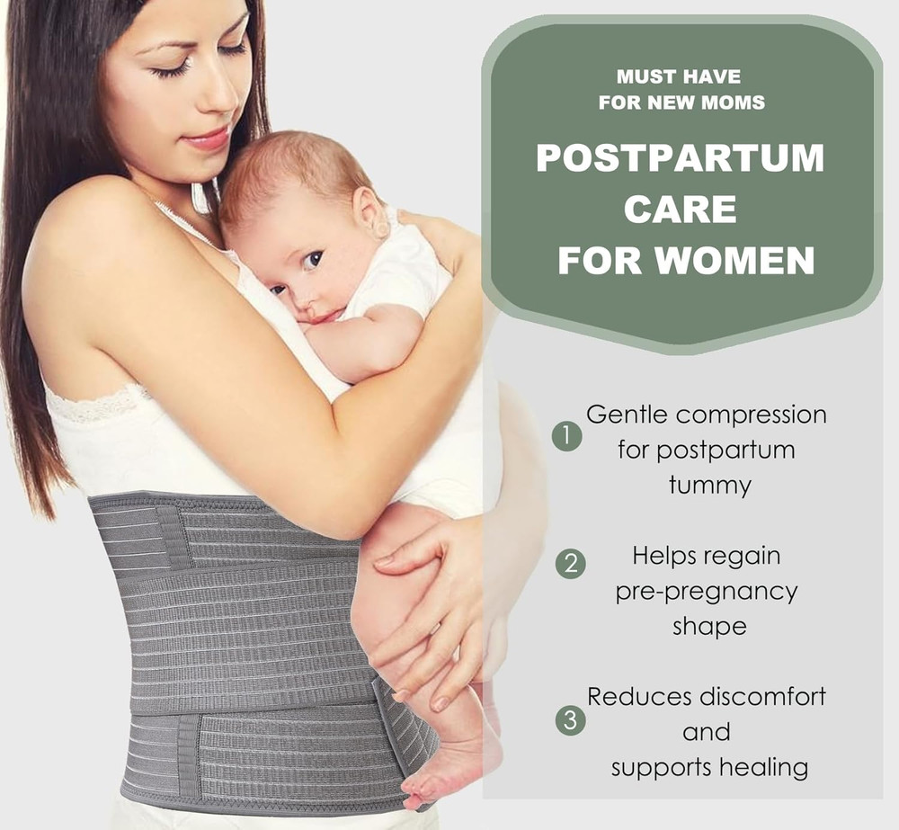 Abdominal Binder Post Surgery - Postpartum Belly Band Wrap | Post C Section Bell