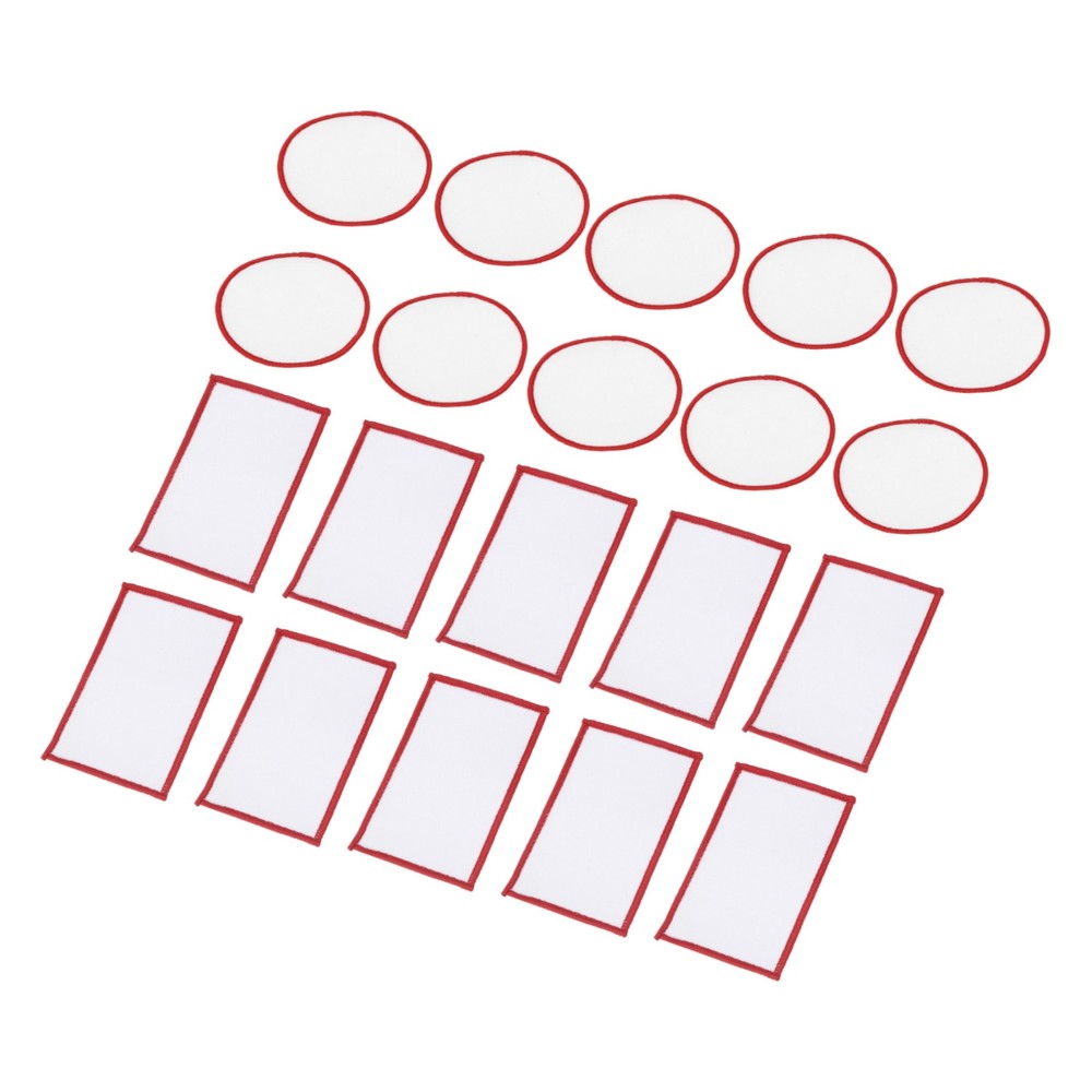 20pcs Sublimation Patch Blank, Fabric Iron-on White with Red Border