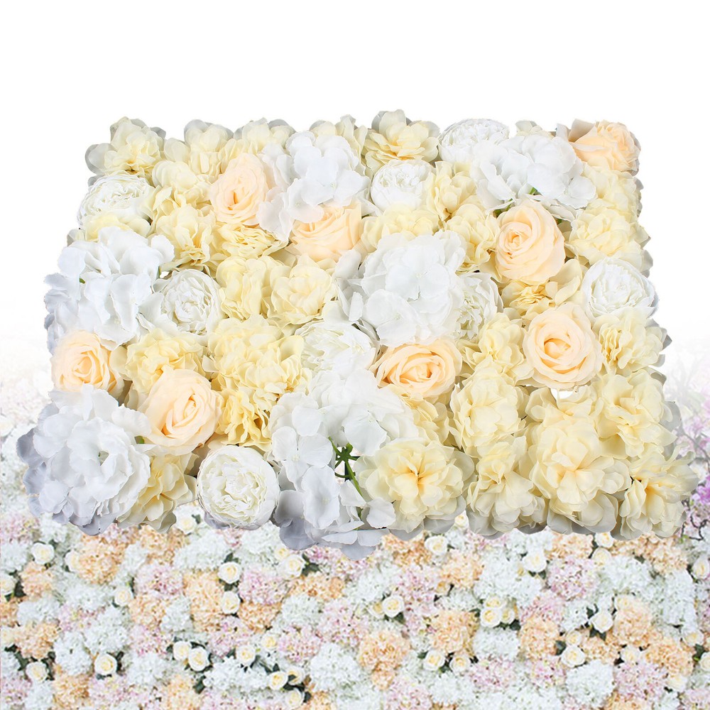 12 Pack Artificial Flower Wall Panels Hydrangea and Rose Flower Backdrop Panels