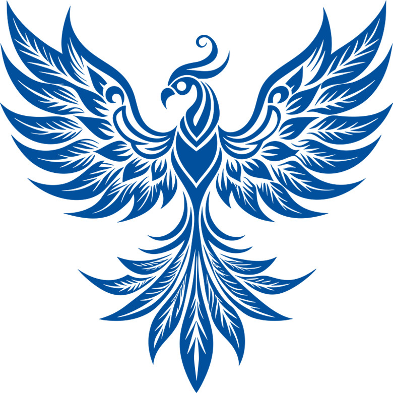 30 Custom Blue Feathered Phoenix Personalized Address Labels