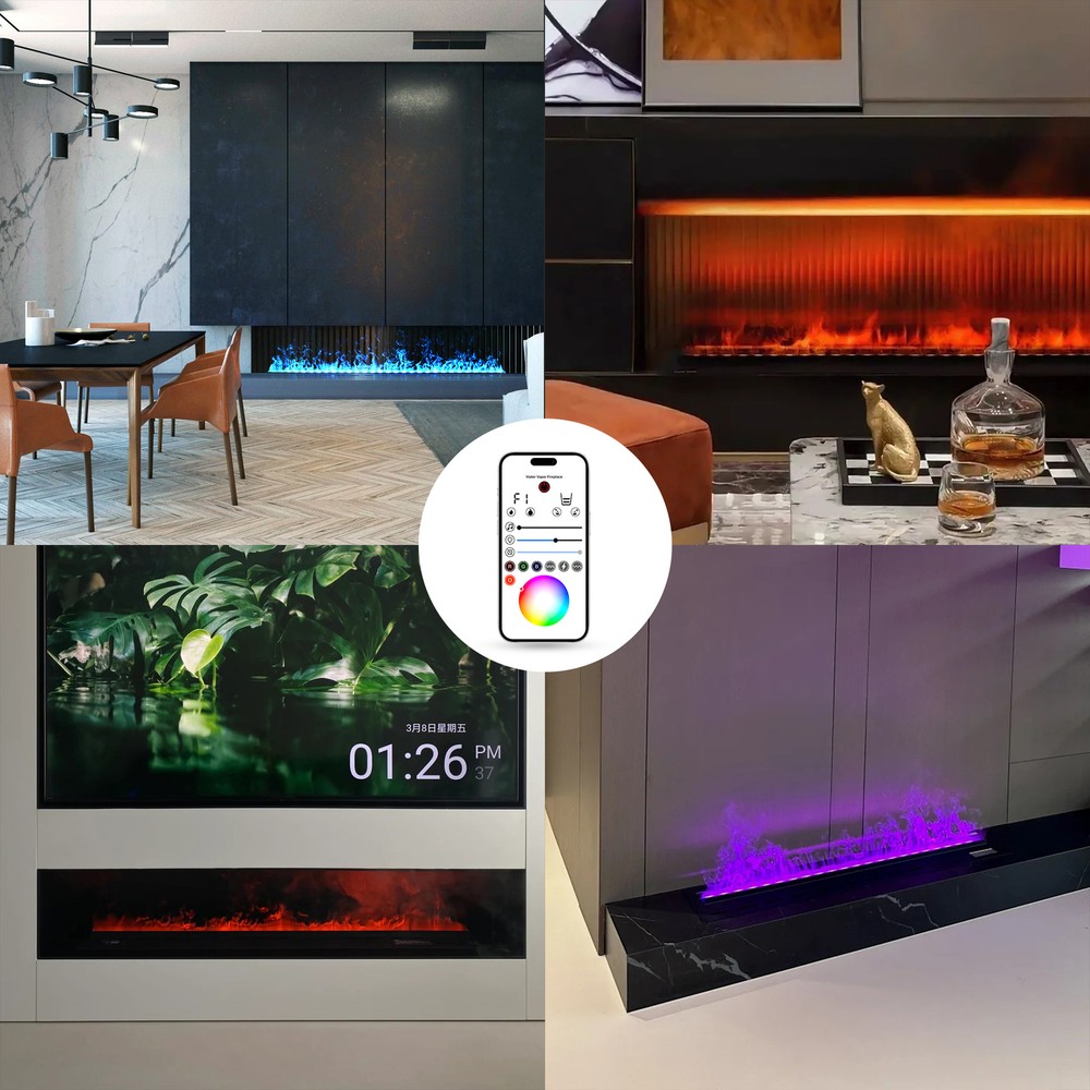 Electric Fireplace,With APP Control，Muticolor&Automatic Water