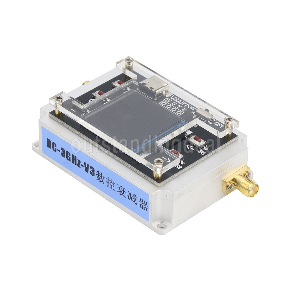 DC-3GHZ 90DB Programmable Attenuator Module RF Attenuator Step 0.25DB 1.3" OLED-