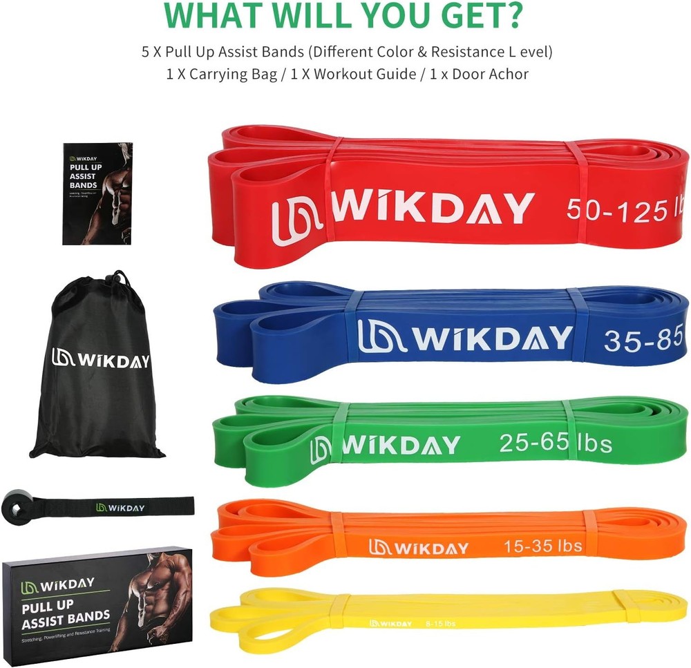 Resistance Bands, Pull Up Workout for Exercise, Thick Heavy Band Set with Door