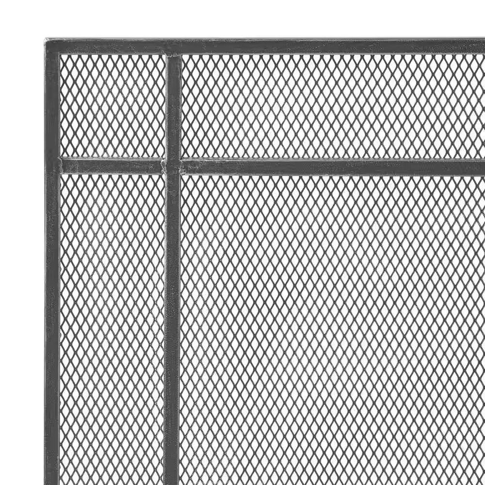 Noble House Iron Fire Screen Cabarrus Modern Black Brushed Silver Single Panel