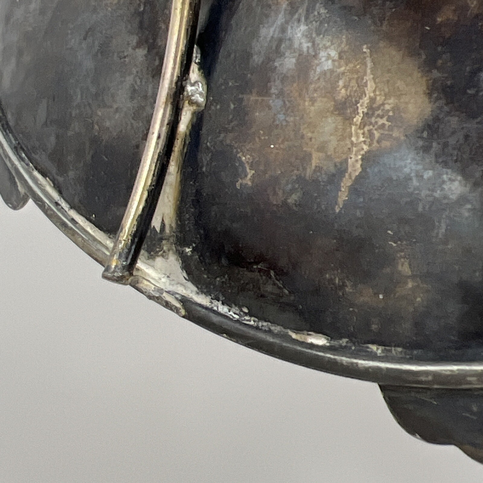 Antique Dog Figural Calling Card ? Silver Plate Tray Stand Simpson Hall Miller