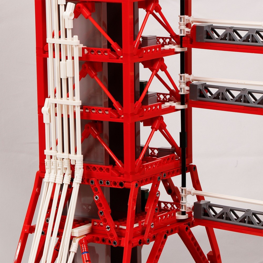 Red Launch Tower Model for Saturn V Rocket 3292PICS Building Set