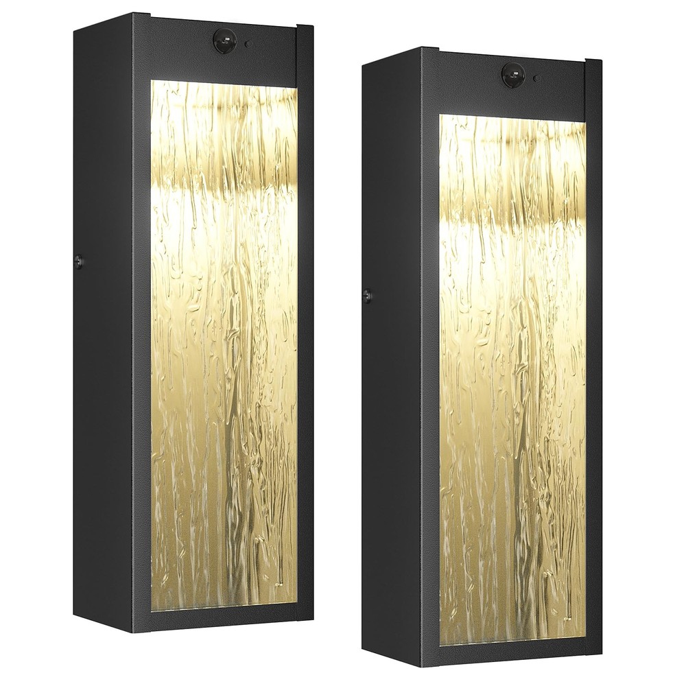 Motion Sensor LED Outdoor Wall Light Fixtures 2 Pack, Sensor, Black