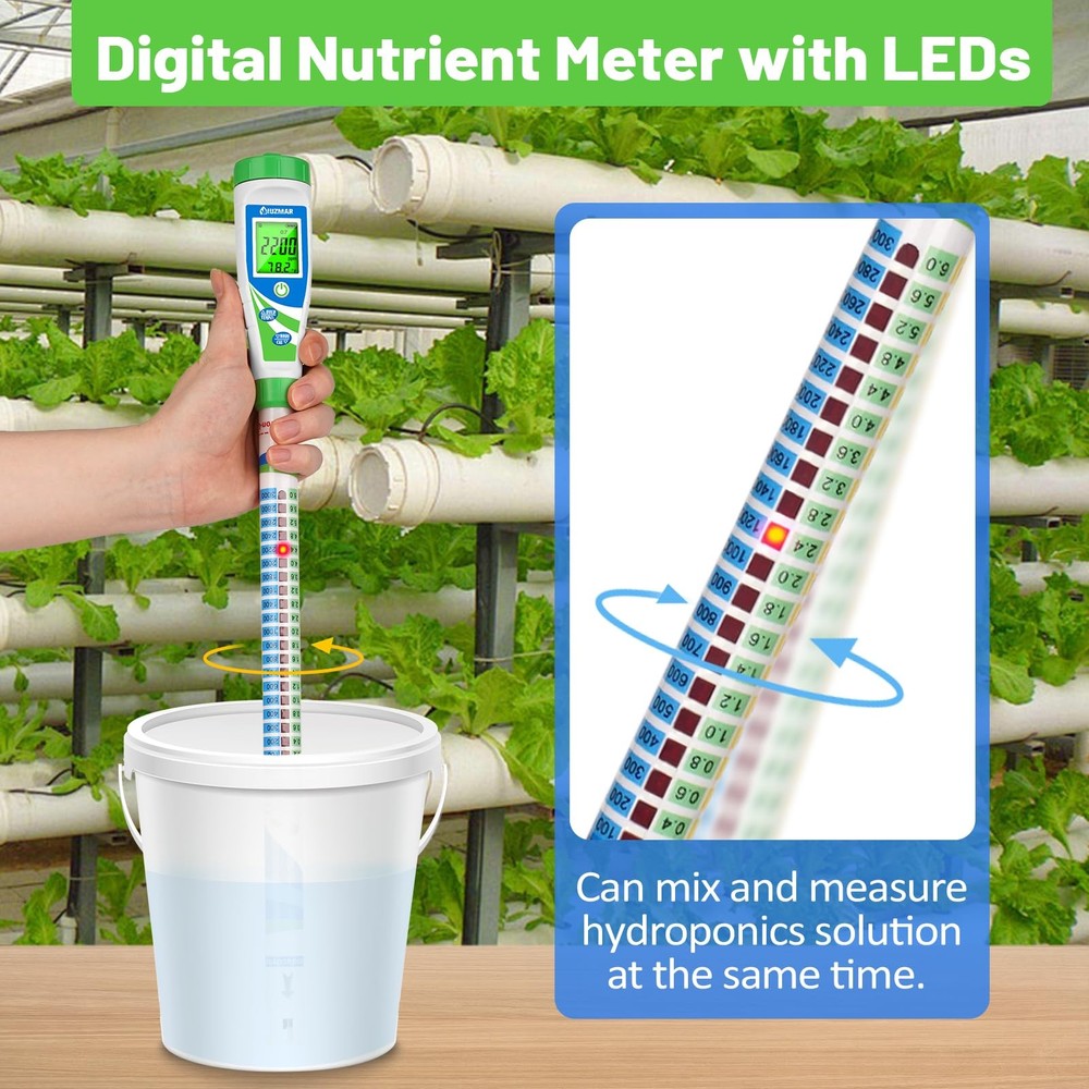 Digital Conductivity Tester PPM EC Meter Truncheon Nutrient with Light...