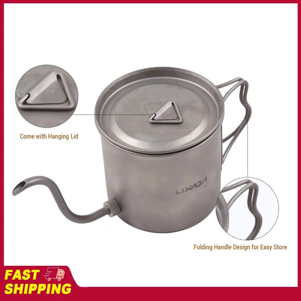 ☕ LIXADA 400ml Titanium Pour‑Over Coffee Kettle + Titanium Mug
