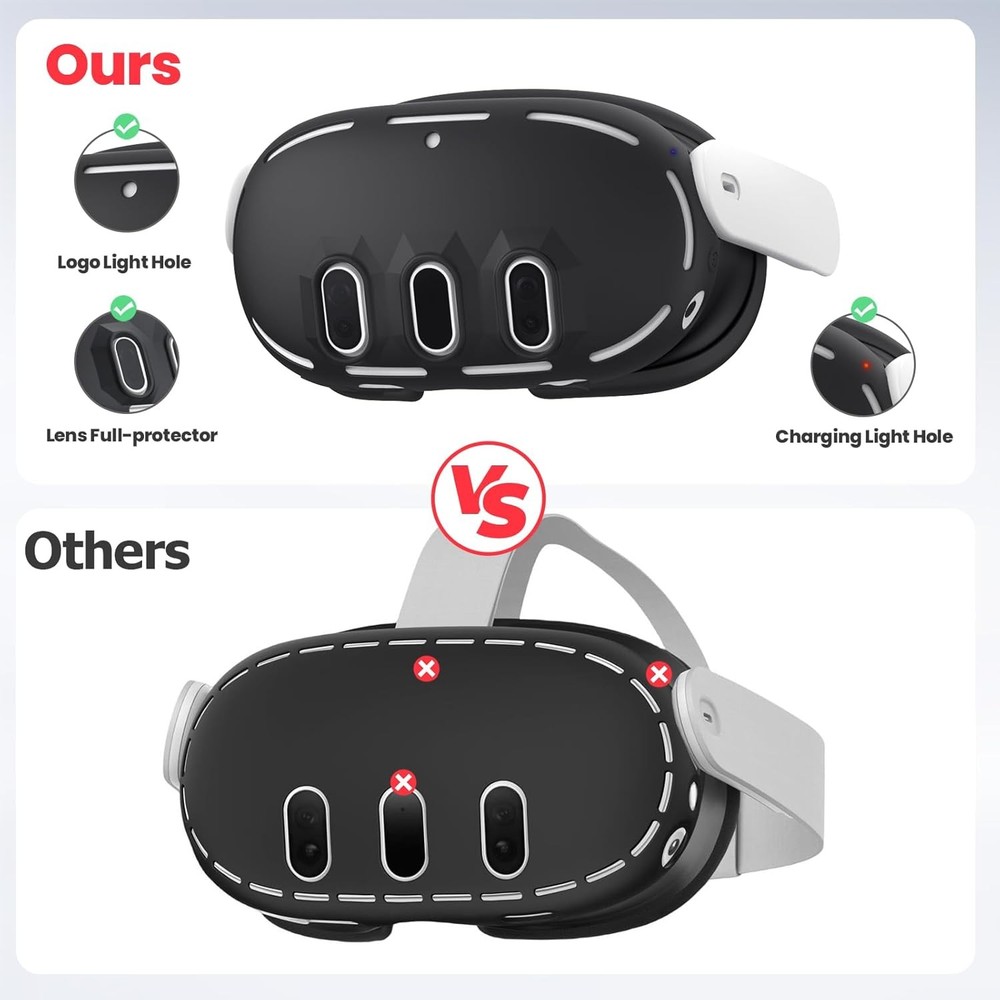Silicone Cover Compatible with Meta/Oculus Quest 3 Accessories, VR Black