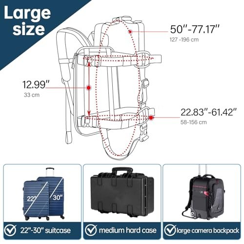 Heavy Duty Backpack Conversion Straps for Hard Shell Case Suitcase Luggage - L