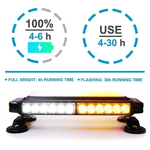 Wireless Remote Control 14.5'' LED Rooftop Double Side Emergency Hazard Strobe