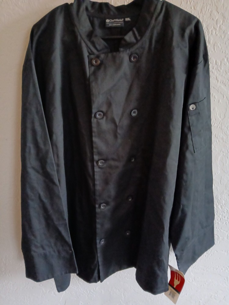 ChefWorks 2XL Black Chef Jacket NWT