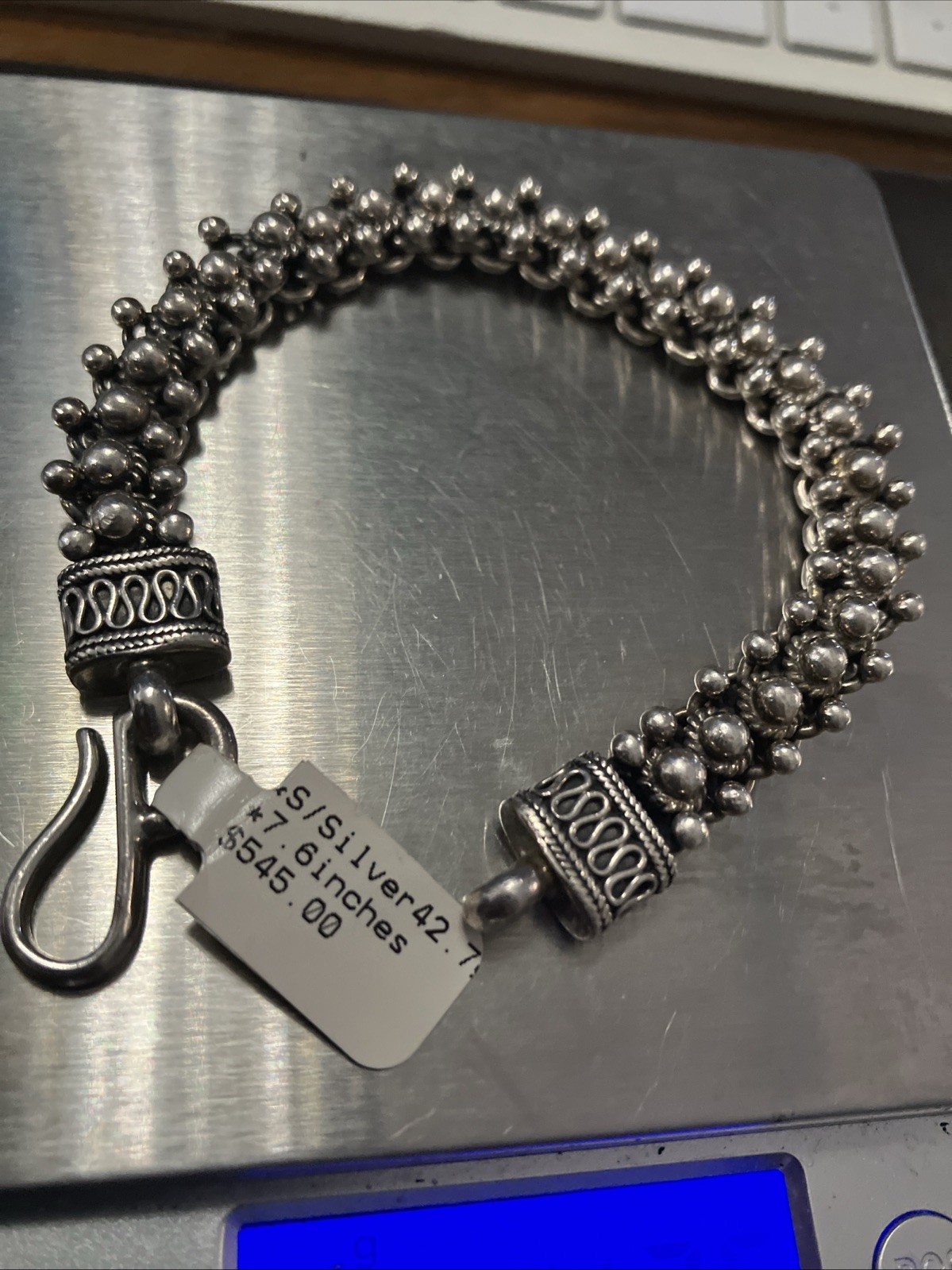 925 Sterling Silver Vintage Antique Finish Bracelet 42.7 Grams 7.6 Inches