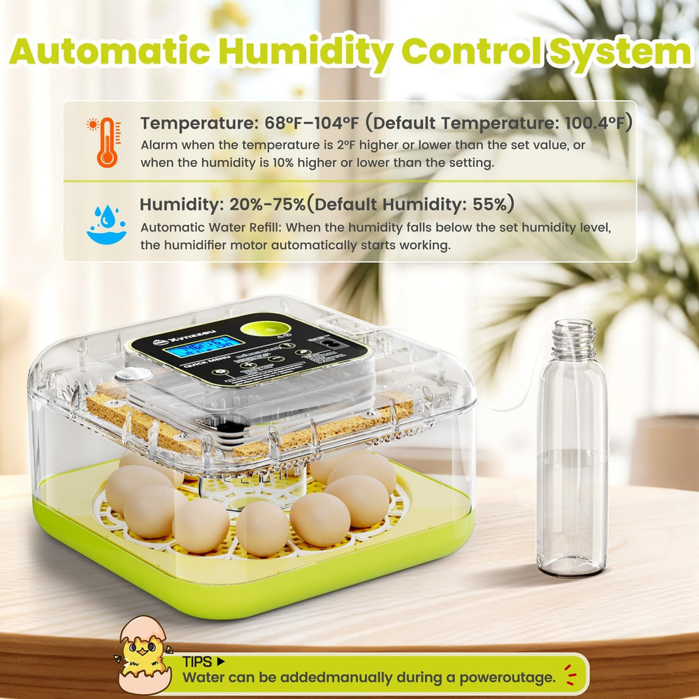 Egg Incubators for Hatching Eggs, 12 Egg Incubator with Automatic Egg Turning an