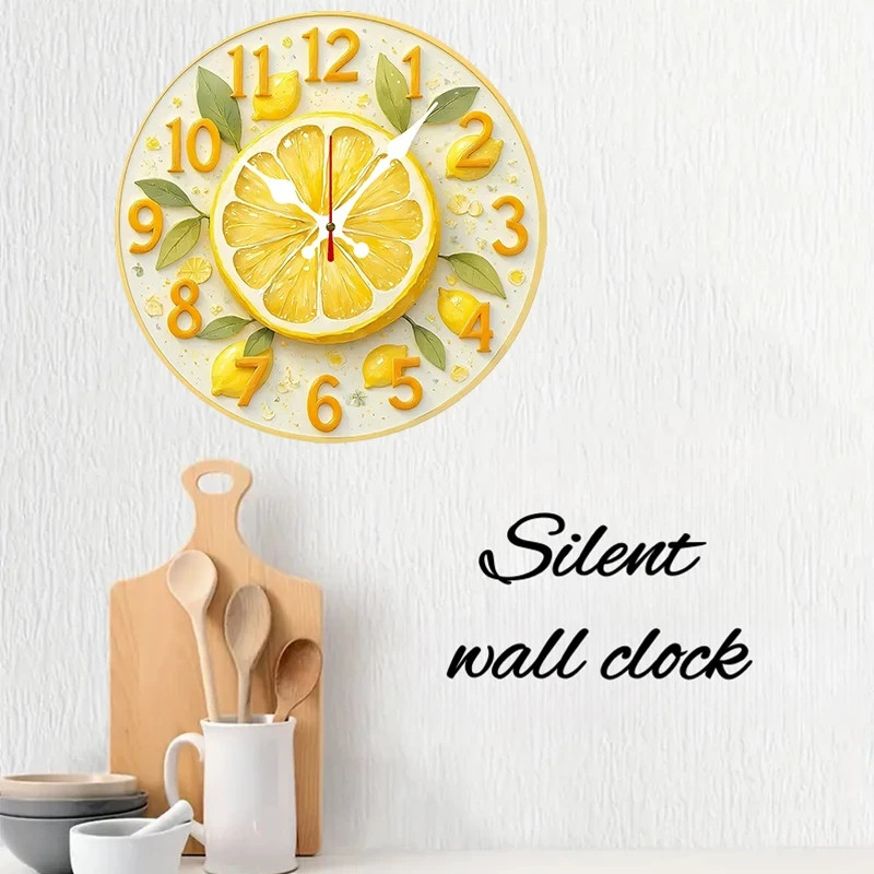 Modern 25cm Wall Clock - Lemon Fruit Home Design 2D