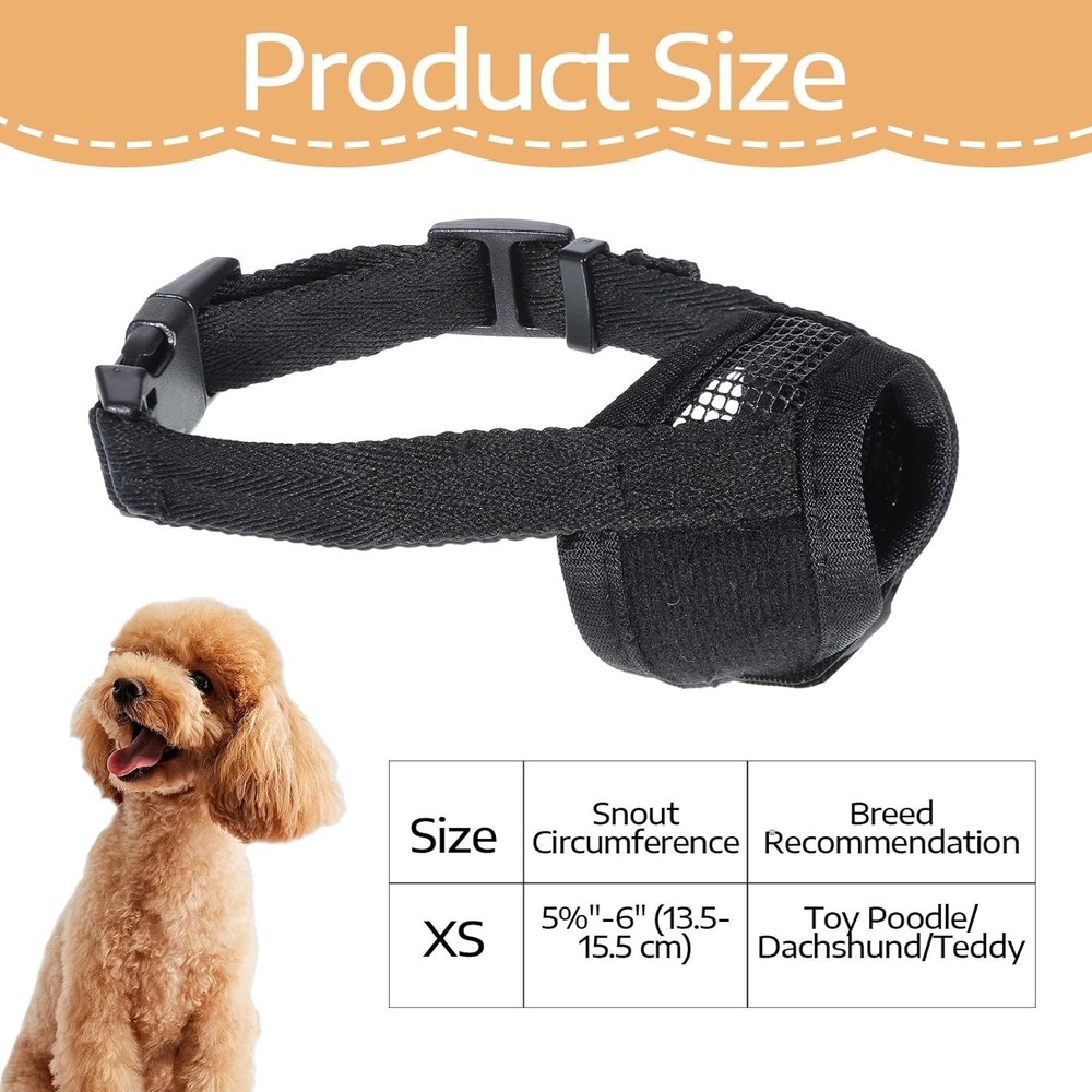 Mesh Muzzle Soft Mesh Muzzles Soft Covered Mouth Guard with Adjustable Strap fo