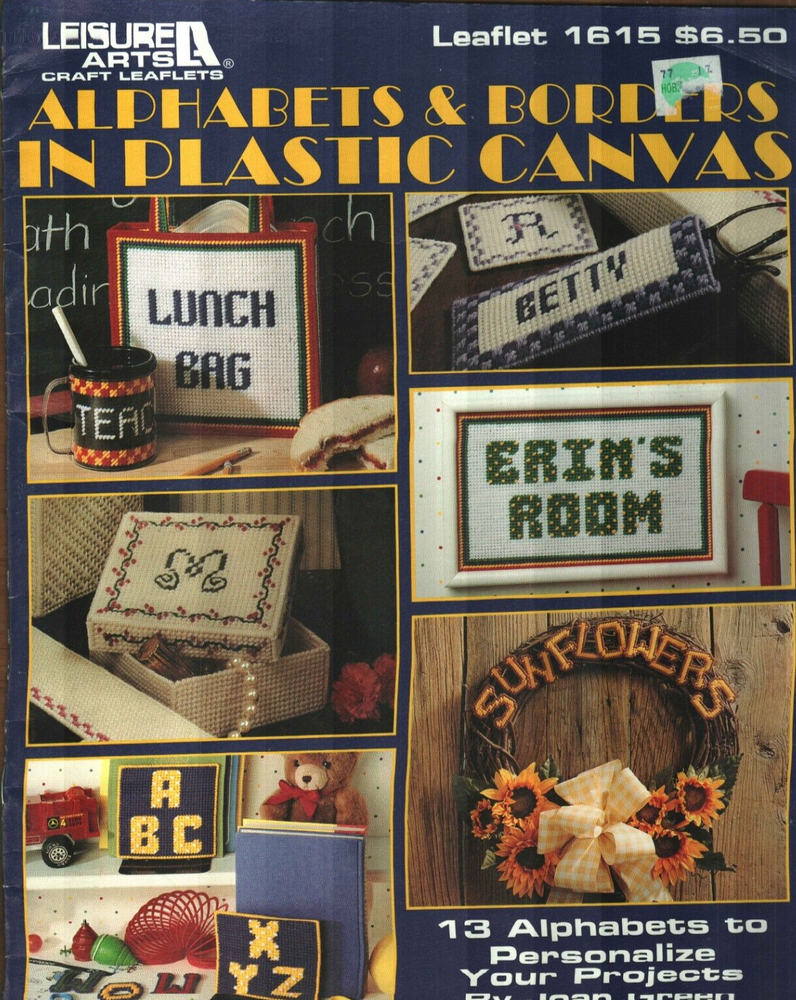 USED ALPHABETS & BORDERS TO PERSONALIZE 13 DESIGNS PLASTIC CANVAS PATTERN BOOK