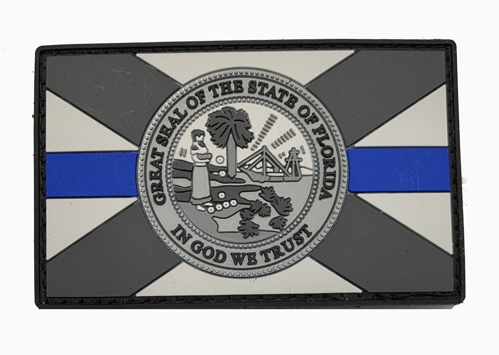Subdued Thin Blue Line FLORIDA State Flag PVC Patch