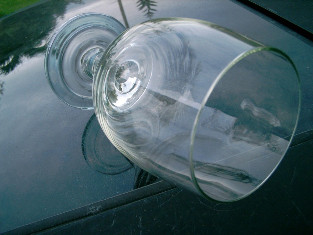 DANSK 7" STEMMED LIGHT BLUE BASE TRIM GLASS REPLACEMENT