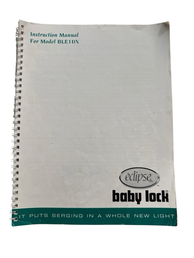 Vtg Baby Lock Eclipse BLEIDX Instruction Manual