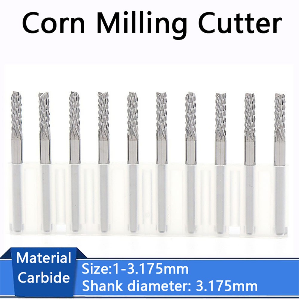 0.6-3.175mm PCB Corn Milling Cutter Carbide Drill Bit Mill Carving Tool For CNC
