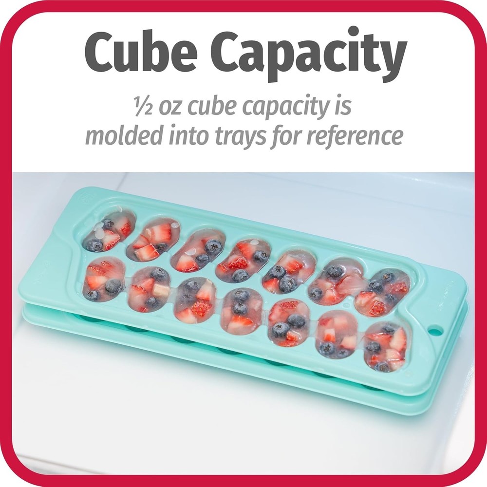 2 Pack Ice Cube Trays Plastic Rectangular Shape Stackable Flexible Washable