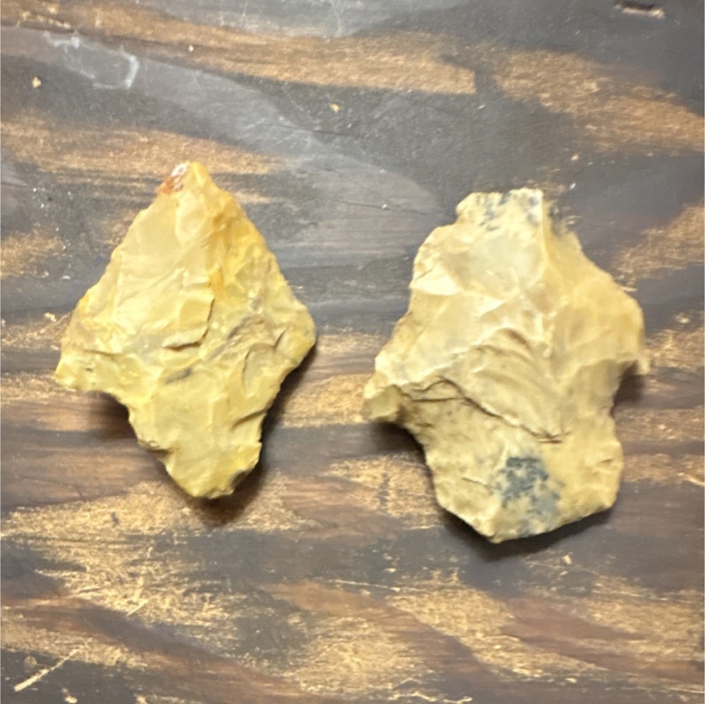 Native American US Flint Knapped Arrowheads Stone Artifacts Pair