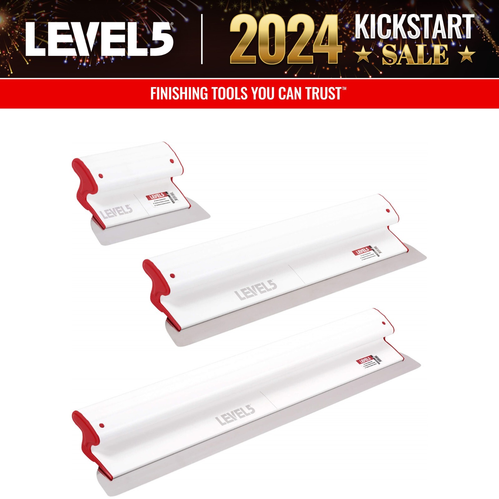 LEVEL5 Drywall Composite Skimming Blade Set 3-pce 10" 24" & 32" | 5-444C