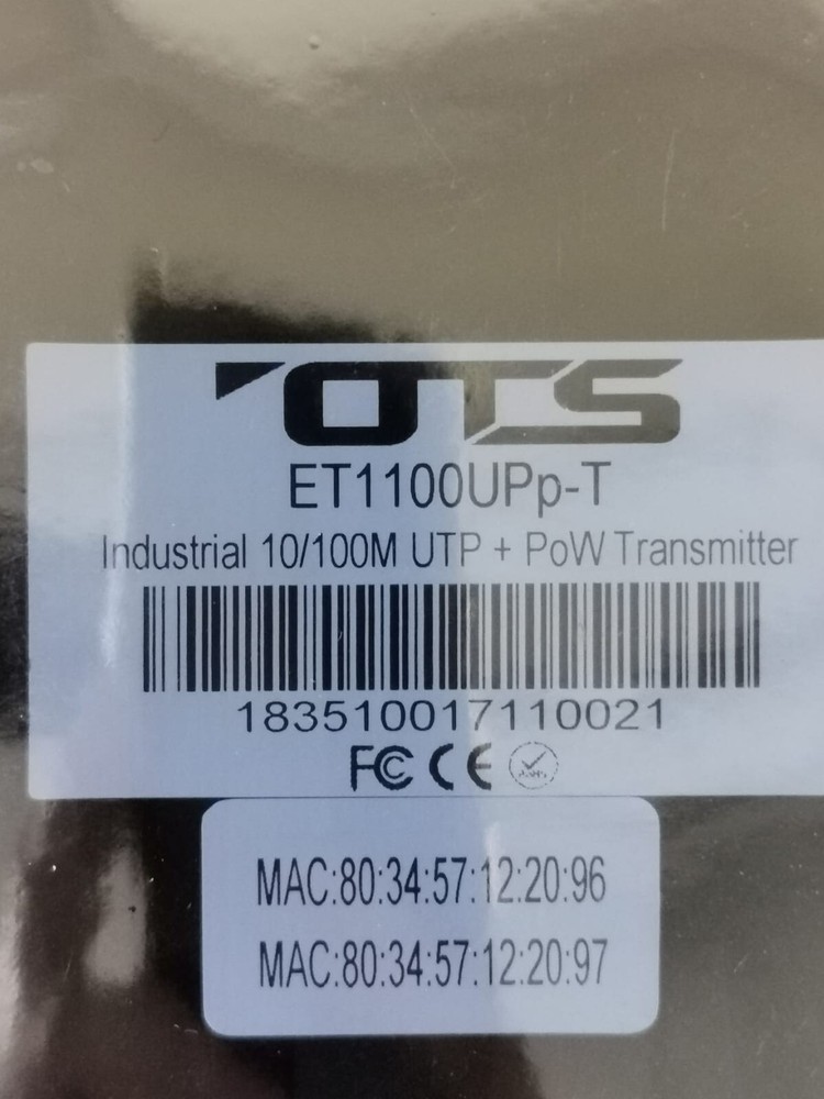 OTS ET1100UPp-T INDUSTRIAL 10/100M UTP+ PoW TRANSMITTER