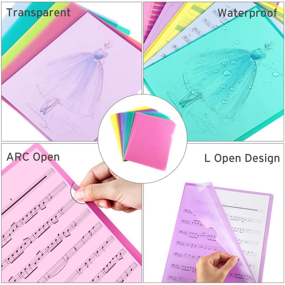 25 Pack Clear Document Folder Project Pockets, Clear Plastic Folders Letter S...
