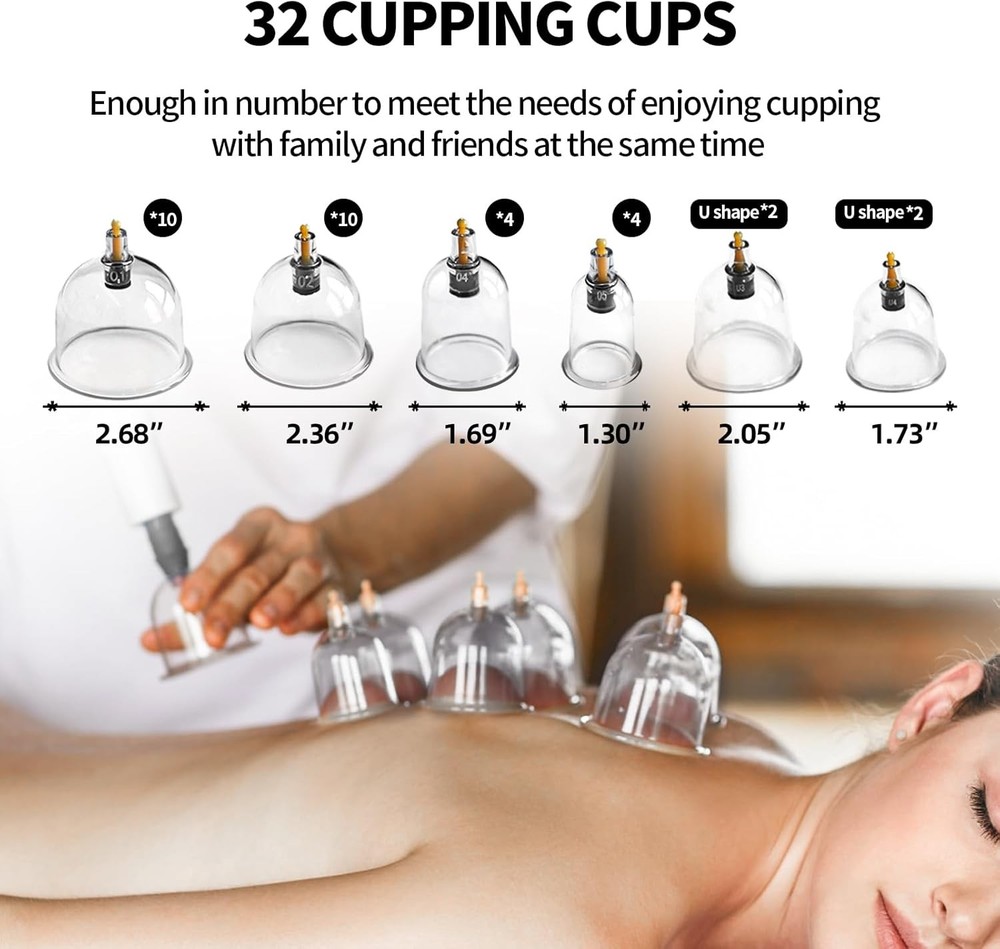 Cupluw 32 Cups Cupping Kit Magnetic Vacuum Therapy Set