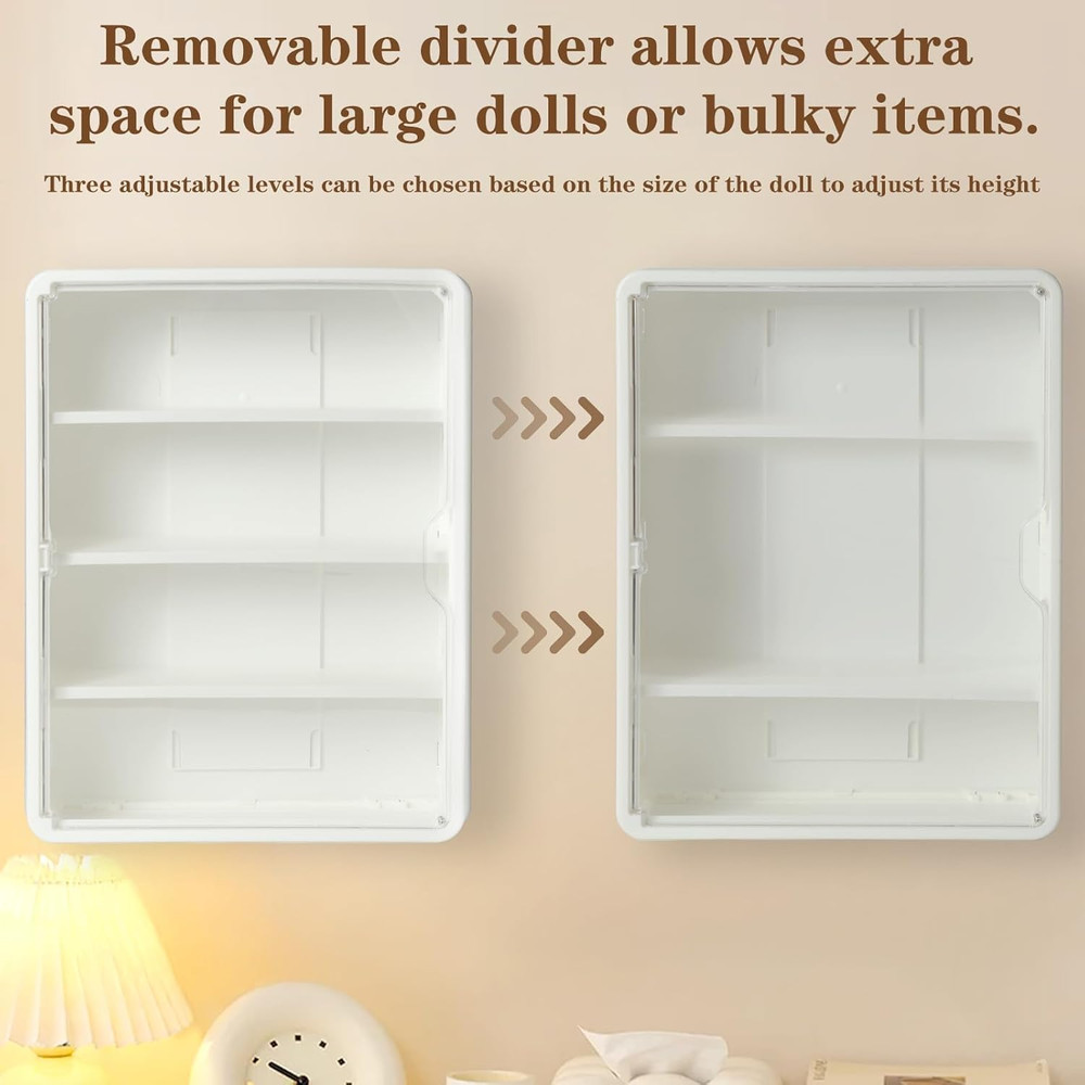 4-Tiers Clear Display Case for Figures, Wall-Mounted Display Box