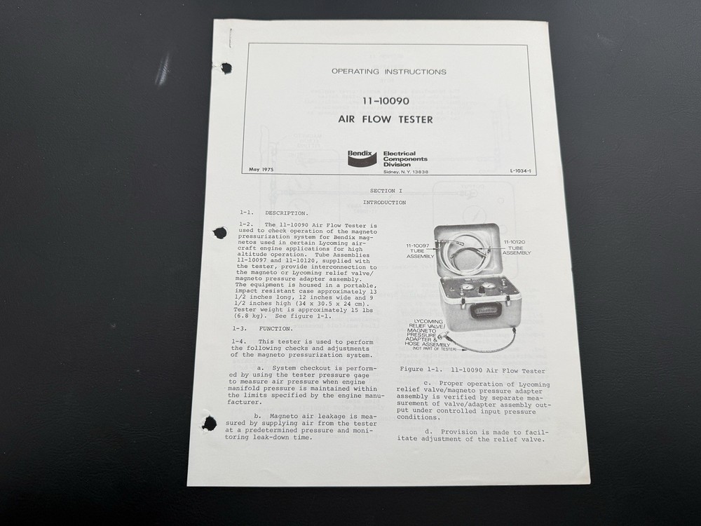 Bendix 11-10090 Air Flow Tester Operating Instructions