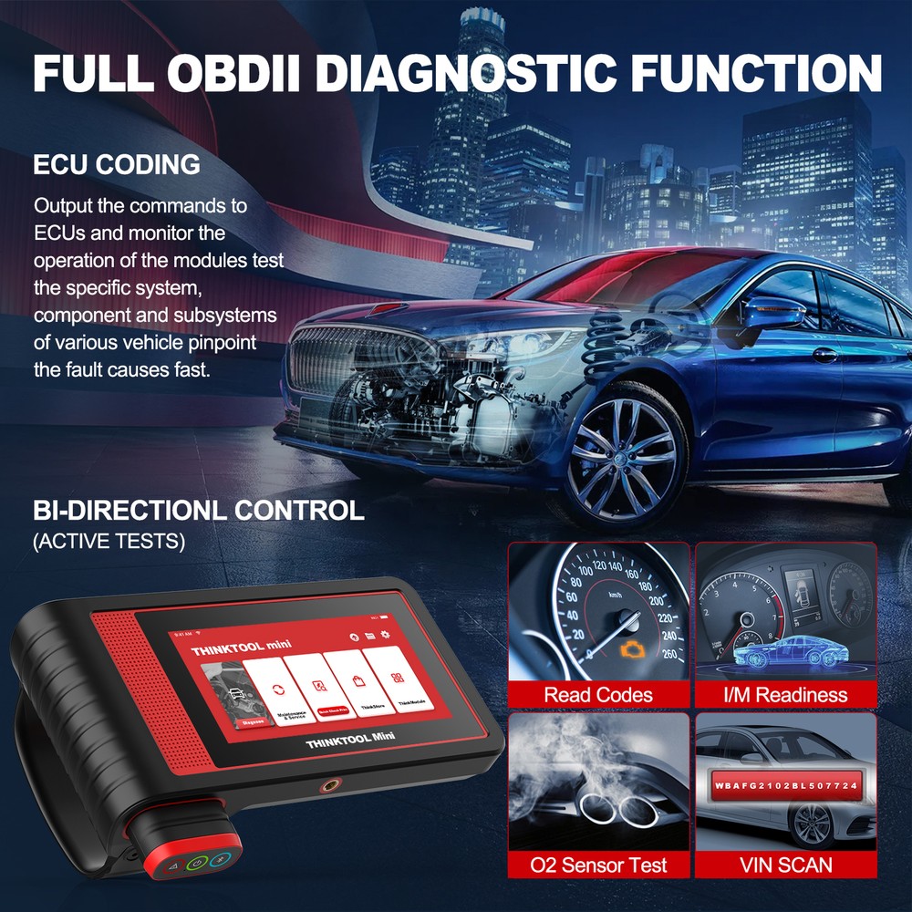 Thinktool Mini Bidirectional Car OBD2 Scanner Diagnostic Scan Tool E/C/U Coding