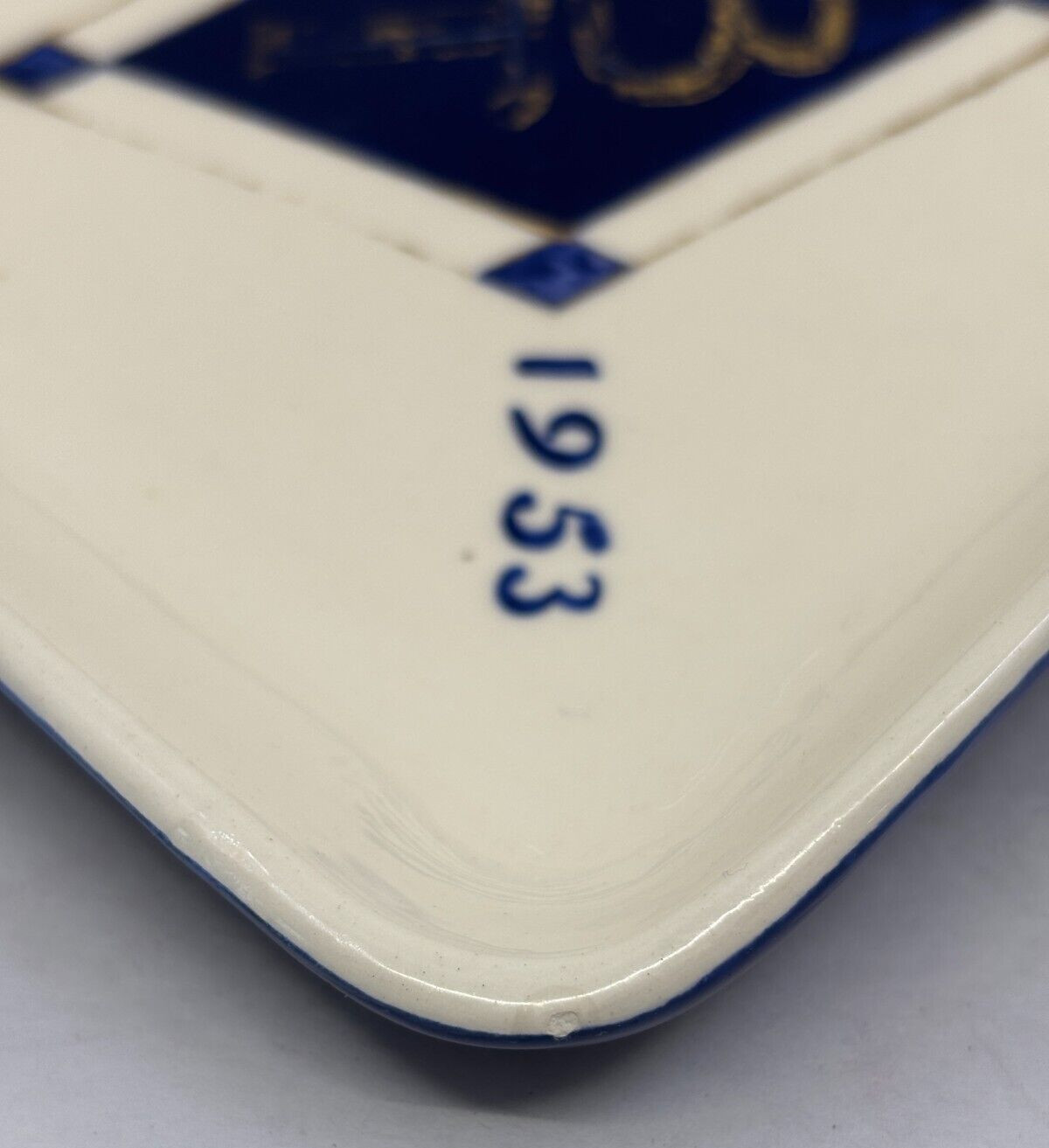 Set of 2 Handmade Ceramic Ash Trays Squares with Initials BT and Dates 1933 1953