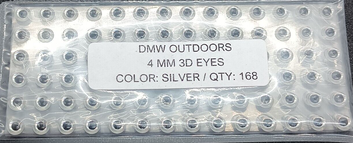 168pcs, Soft Holographic SILVER 3d adhesive fish eyes 4mm, Fly Tying, Arts,Craft